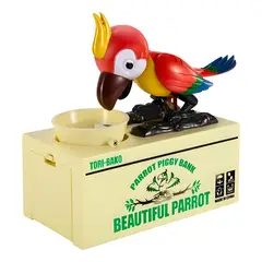 GENERICO - Alcancía loro atrapa monedas rojo