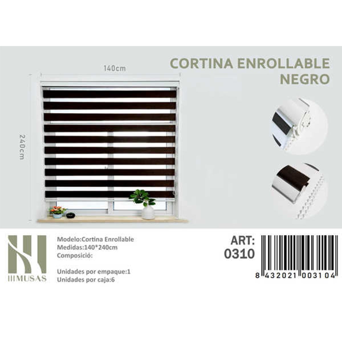 GENERICO - Cortina Roller Dia Y Noche 140X240 Cm