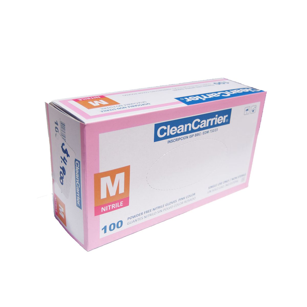 CLEANCARRIER - Guantes de Nitrilo rosado Talla M 1000 unidades