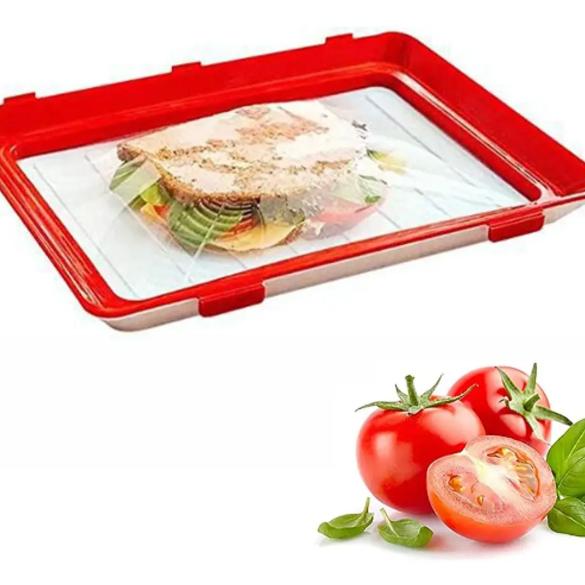 GENERICO - Bandeja Conservadora Alimentos Reutilizable C Tapa Apilable