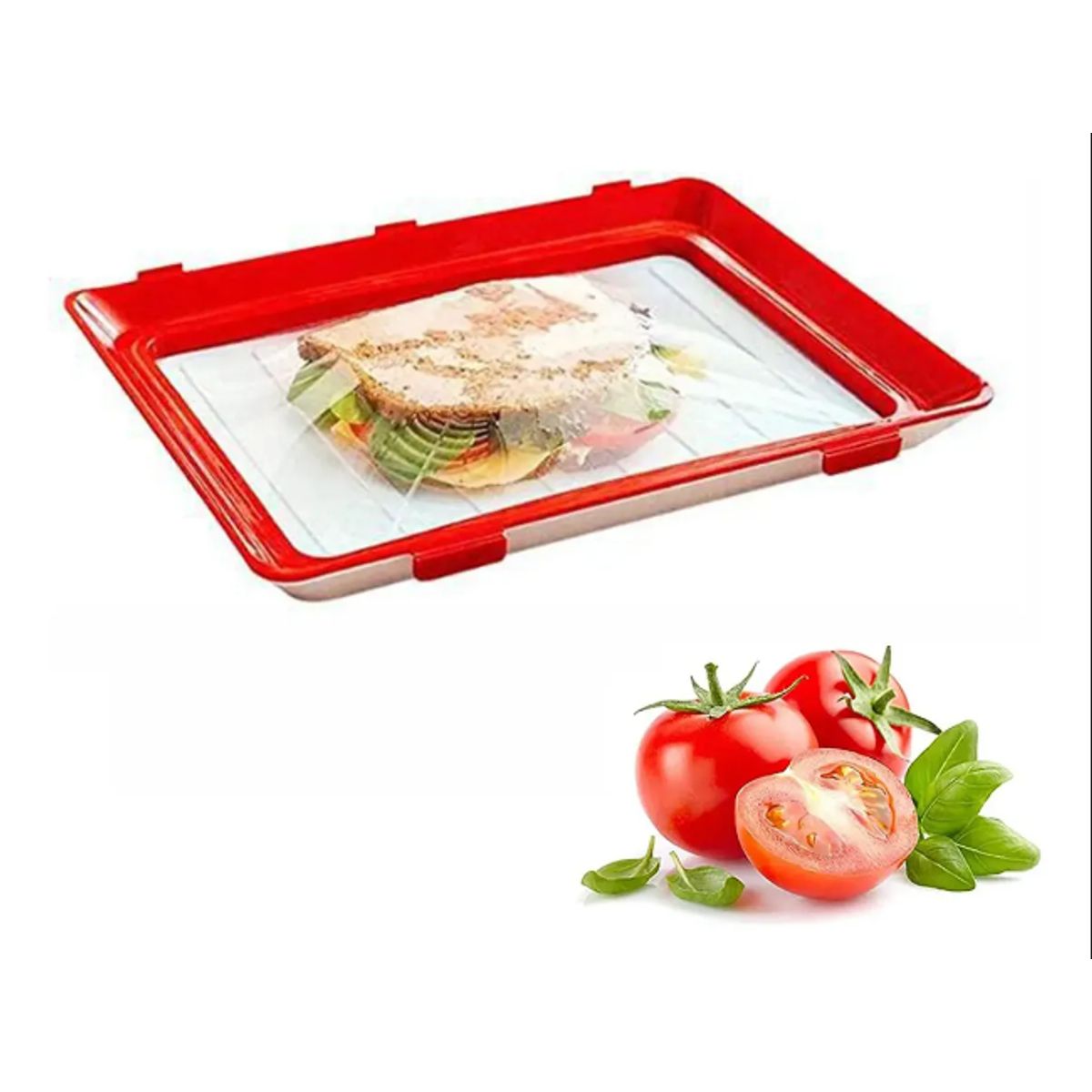 GENERICO - Bandeja Conservadora Alimentos Reutilizable C Tapa Apilable