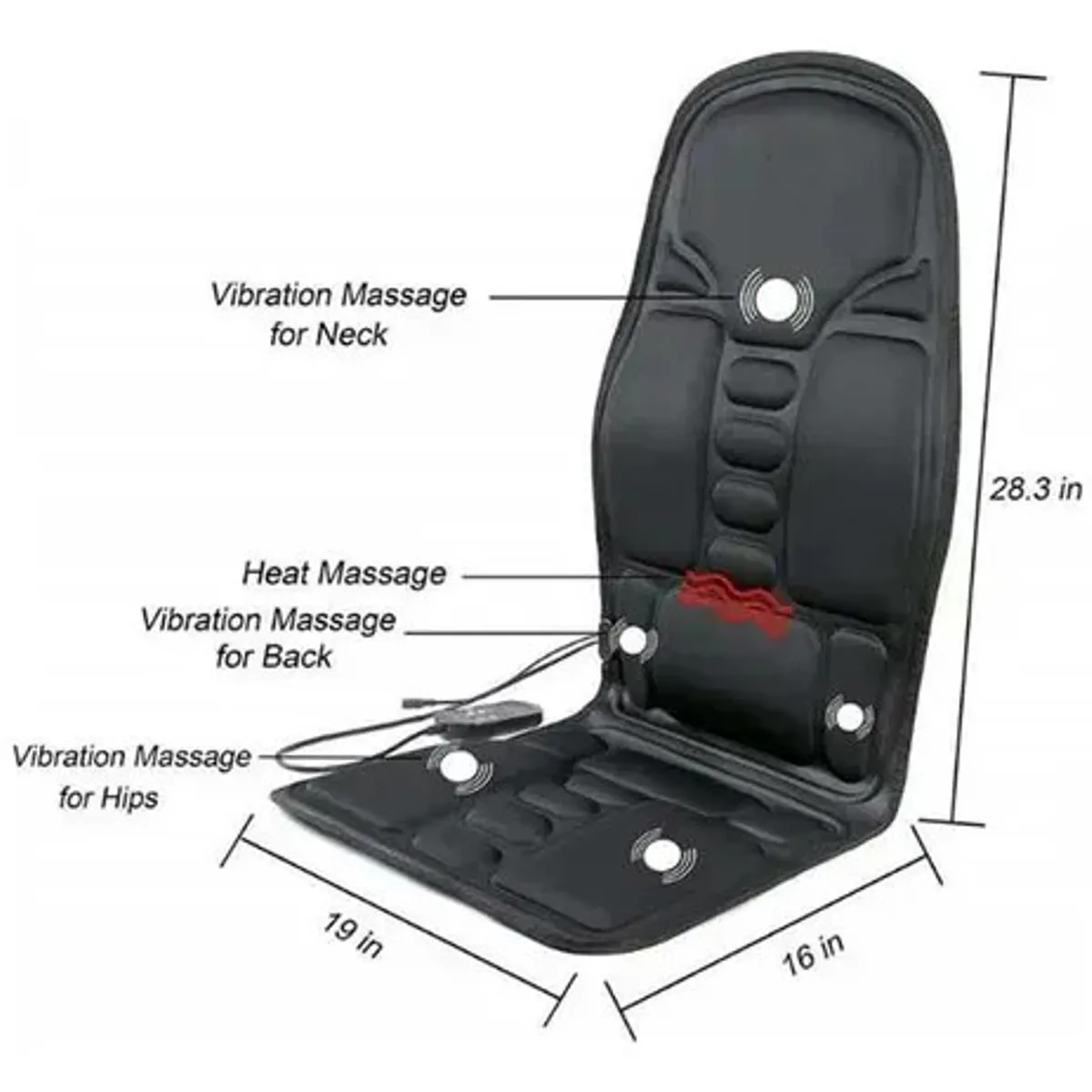 GENERICO - Asiento Masajeador Cojin Masaje Espalda Auto Casa Oficina G3