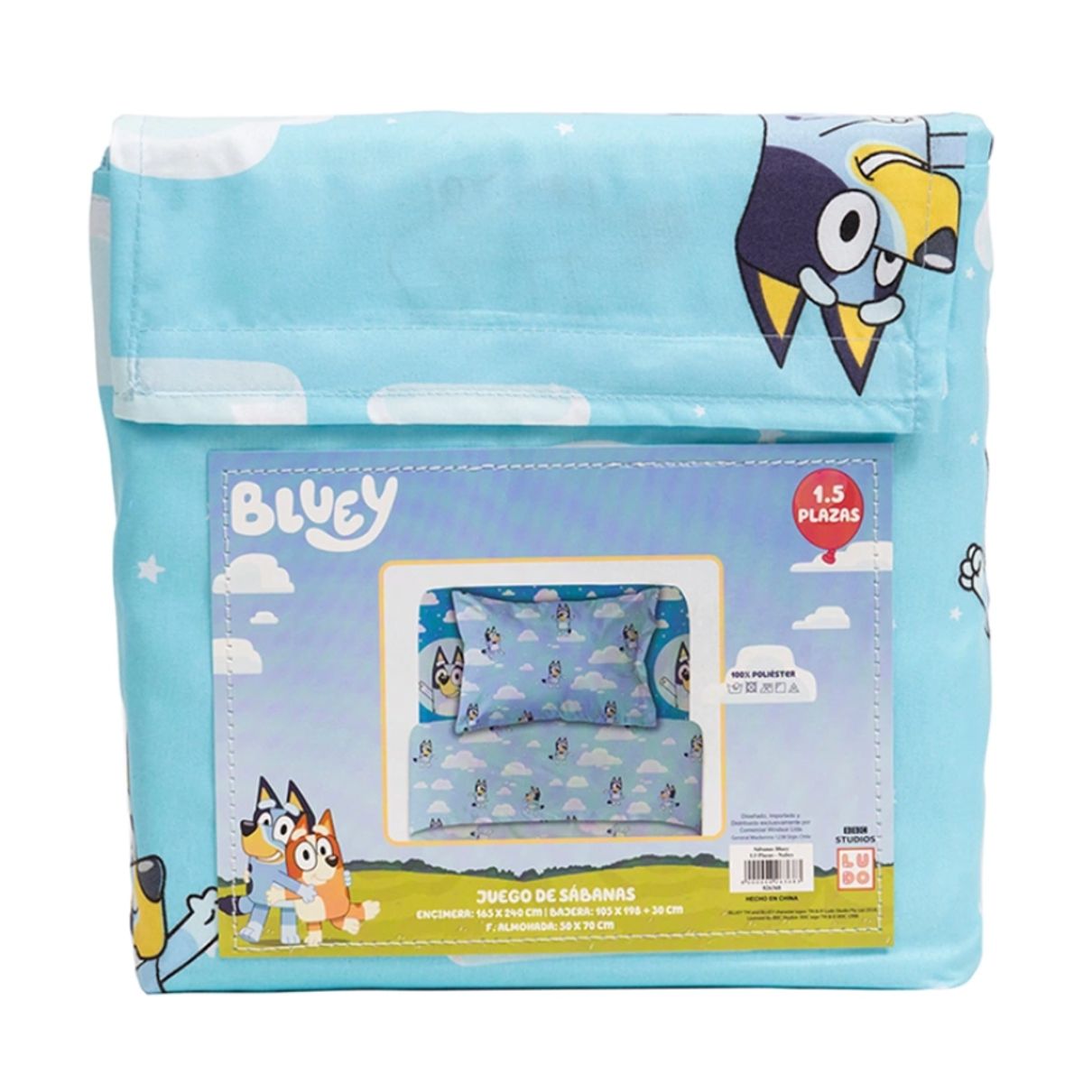 MASHINI - Juego De Sábanas 1.5 Plazas - Mashini Bluey Nubes