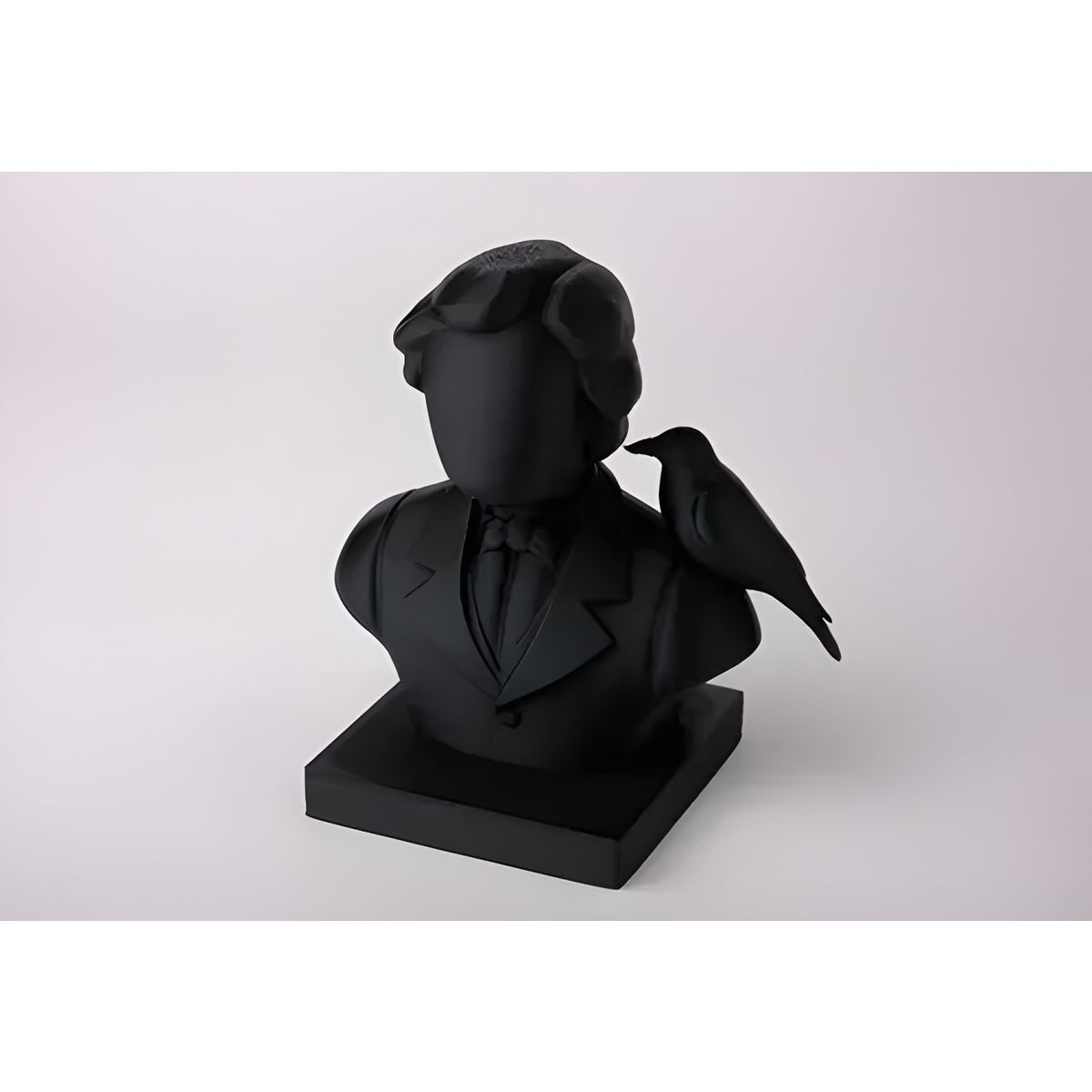 GENERICO - Escultura cuervo con poeta decorativo negro