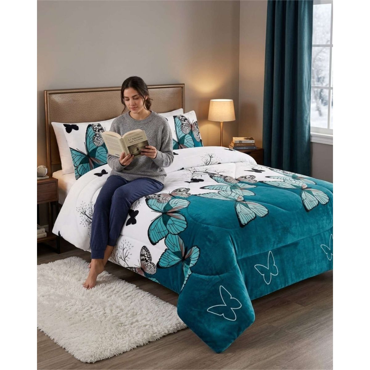 GENERICO - Cubrecama 2 Plazas Textura Plush y Chiporro Premium + Fundas