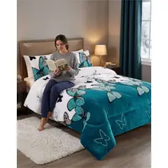 GENERICO - Cubrecama 2 Plazas Textura Plush y Chiporro Premium + Fundas