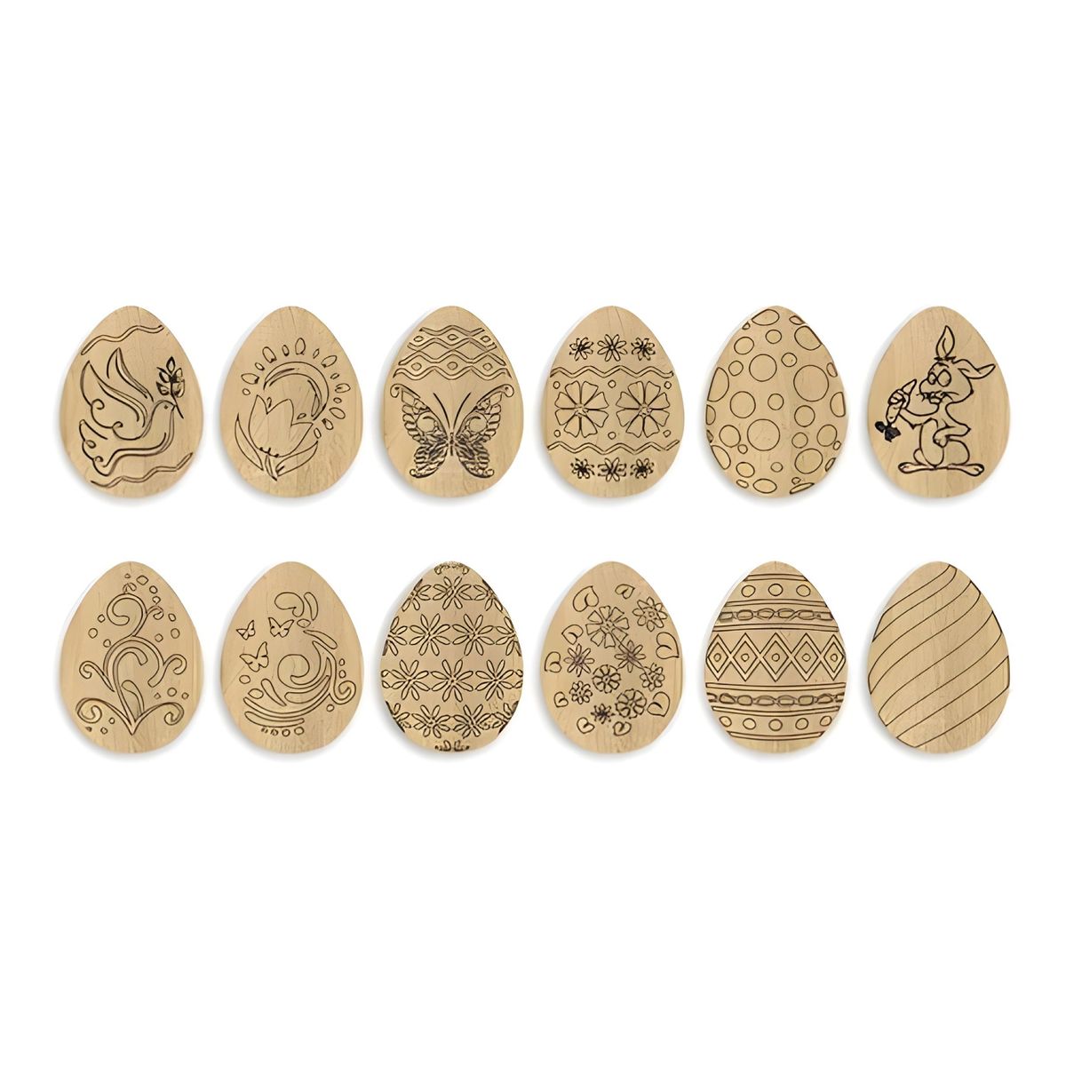 GENERICO - Pack 12 huevos de pascua de madera