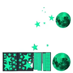 GENERICO - Adhesivos fluorescentes estrellas y lunas verde