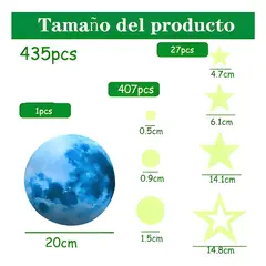 GENERICO - Adhesivos fluorescentes estrellas y lunas azul