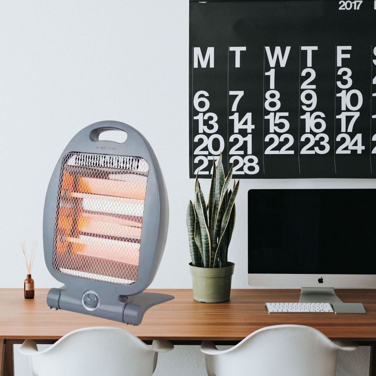 LINE - Calefactor Estufa Halógeno 800w Bajo Consumo Oficina Gris