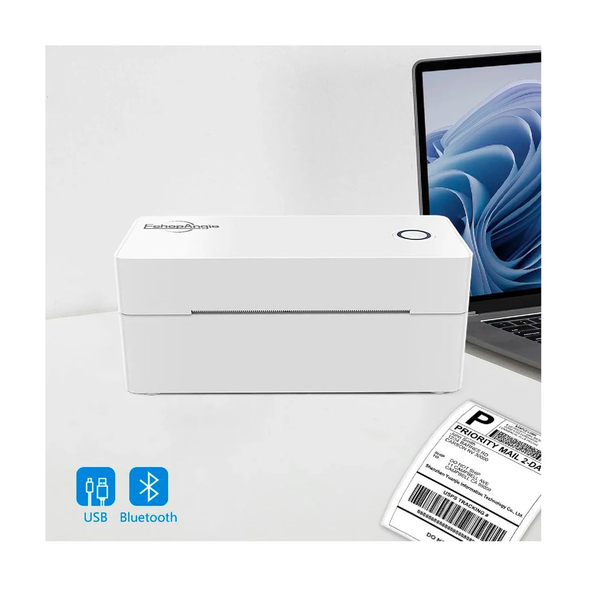 OFERTABKN - Impresora Portatil Etiqueta Bluetoot Usb +soporte Blanco