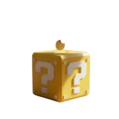 GENERICO - Alcancía cubo sorpresa estilo videojuego amarillo