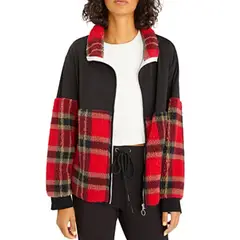 SANCTUARY - Sherpa Zip Up Jacket Estampado de Cuadros -