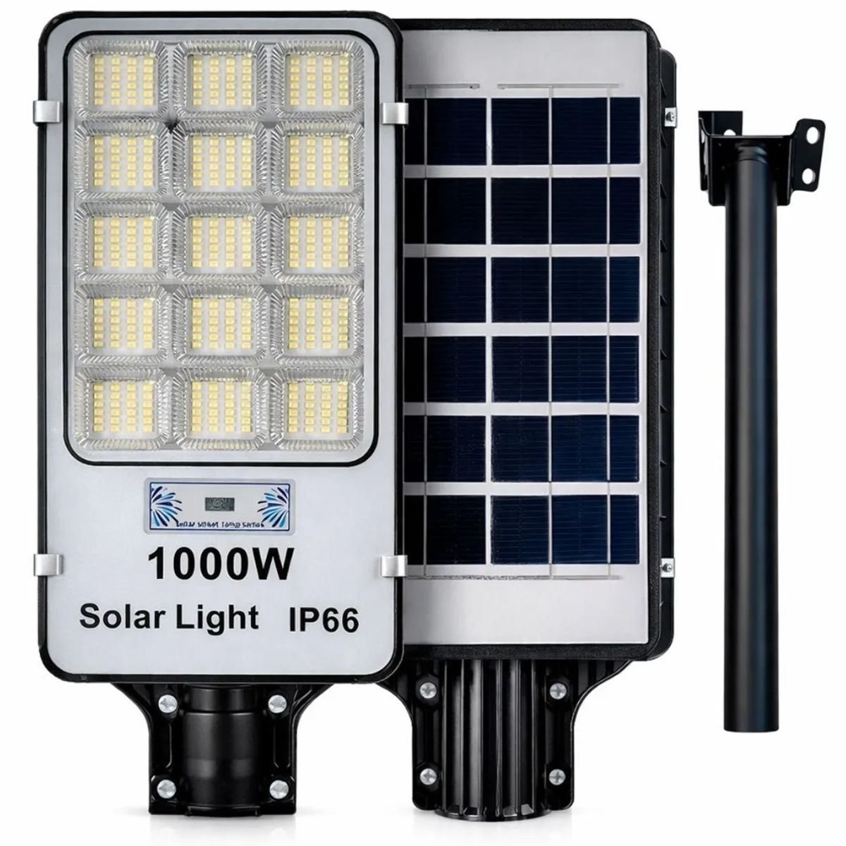 TASBEL - Foco Solar LED 1000W+ Soporte  Panel Solar Sensor Movimiento Control Remoto Exterior Jardin