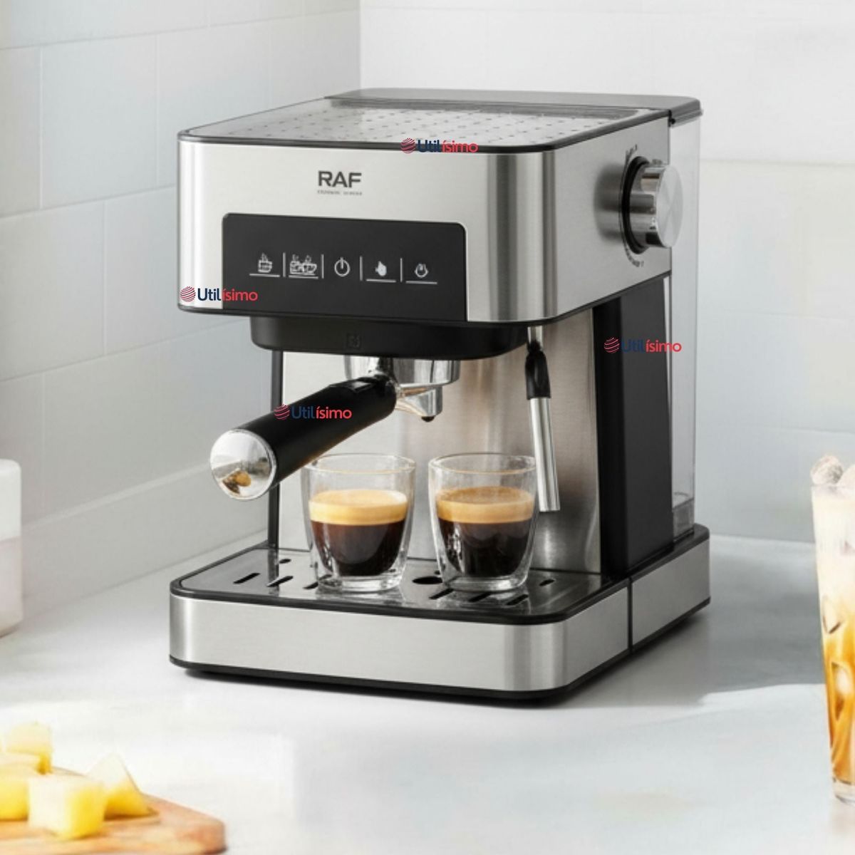 RAF - Maquina Café Espresso Capuccino Espumador de Leche Antigoteo 1.5 L