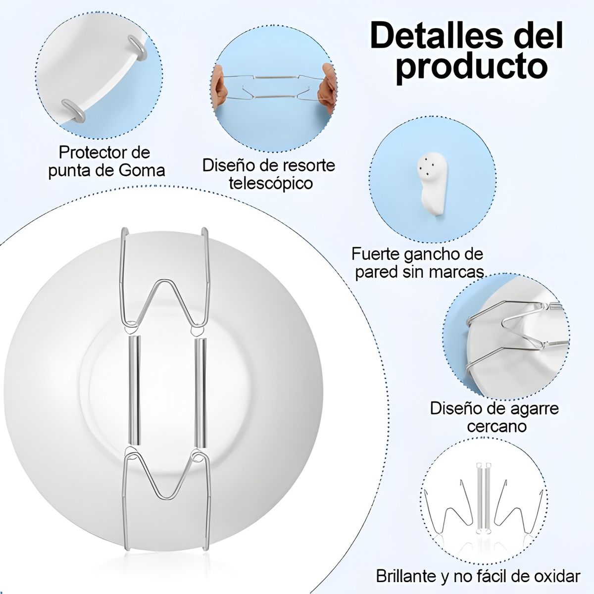 GENERICO - Kit 12 colgadores de platos acero inoxidable