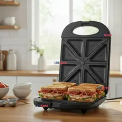 RAF - Sandwichera Eléctrica Antiadherente Tostadora 4 Sandwich 1000W