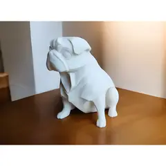 GENERICO - Escultura pug geométrico decorativo blanco