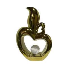 GENERICO - Figura decorativa manzana con corazón dorado oscuro