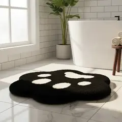 GENERICO - ALFOMBRA PELUDA NEGRA TIERNA PATITA DECORATIVA MODERNA 70X80 TF