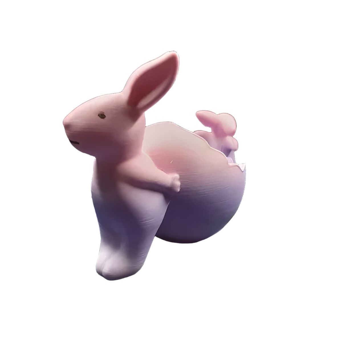 GENERICO - Figura conejos de pascua con huevo roto rosa