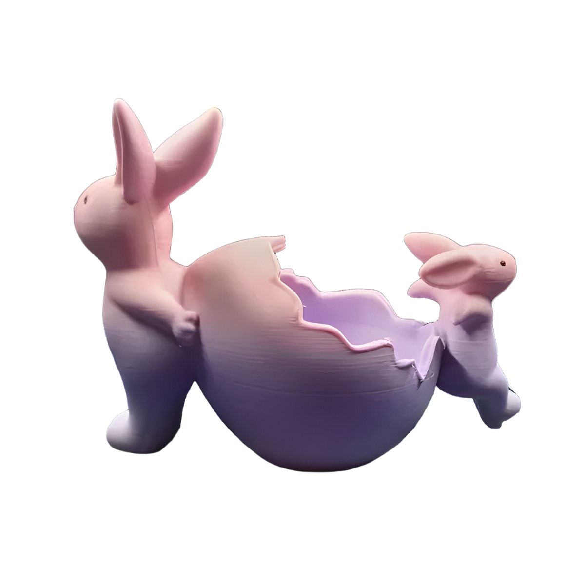 GENERICO - Figura conejos de pascua con huevo roto rosa