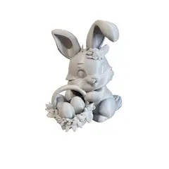 GENERICO - Figura conejo de pascua con cesta gris