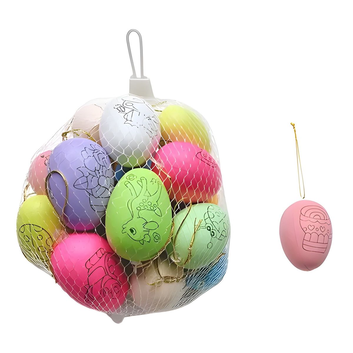 GENERICO - Huevos de pascua plásticos pack 18 colores