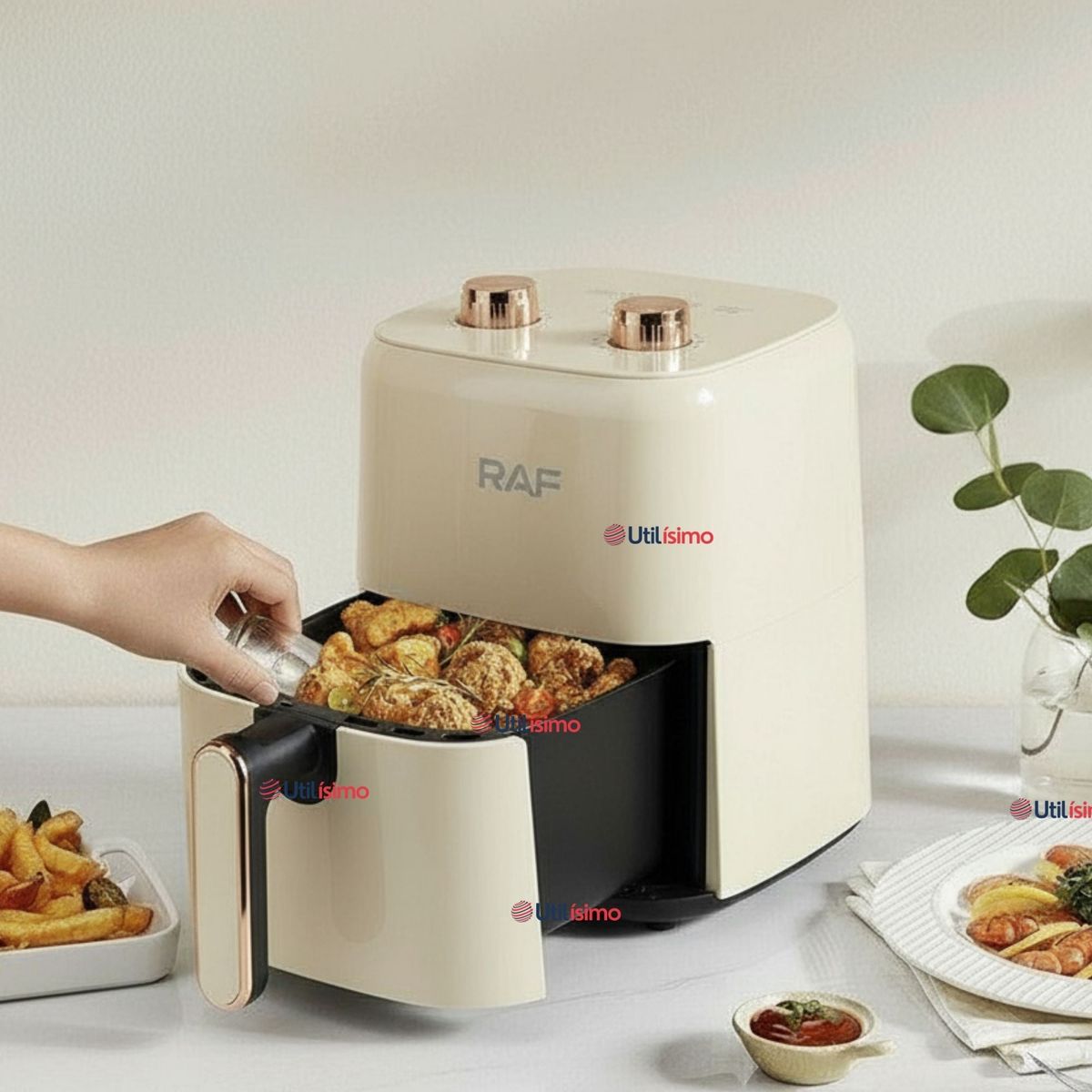 RAF - Freidora de Aire Manual Capacidad 3 litros 1300W de Potencia