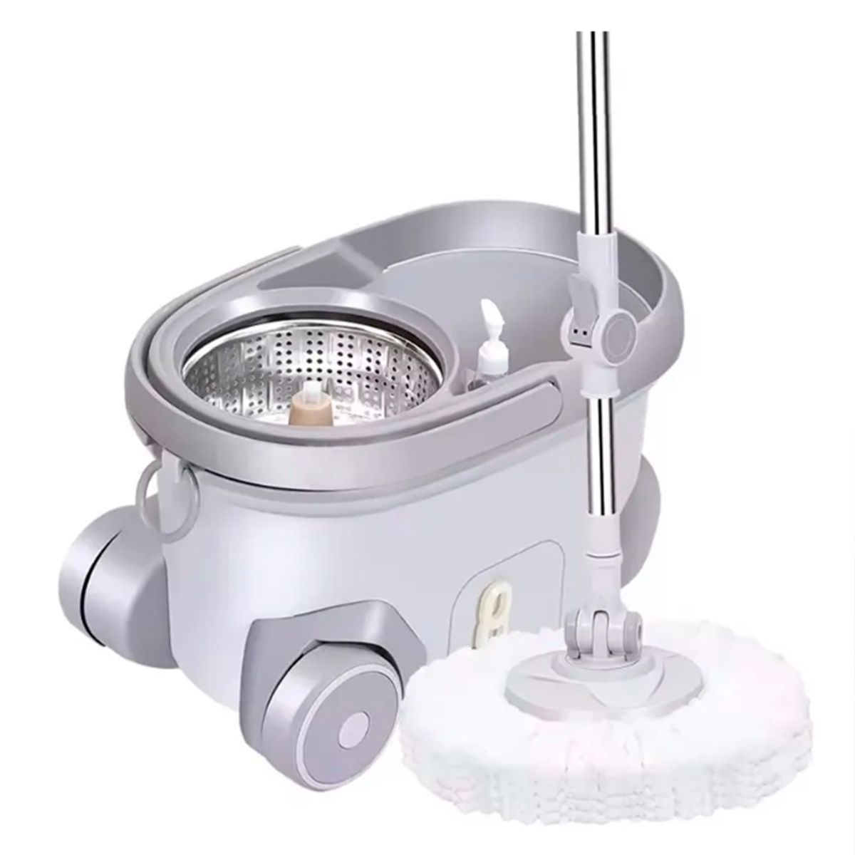 WAKESHOME - Cubo de Trapeador Universal Balde Acero Centrifugo con Mopa