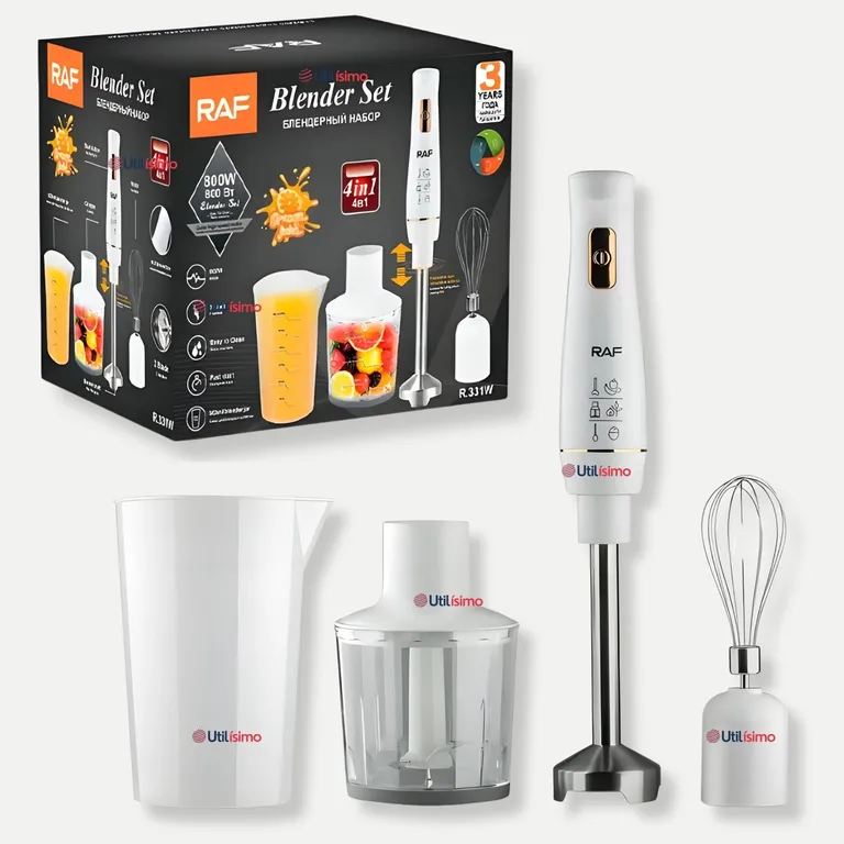 Batidora De Inmersión con Accesorios 800W Color Blanco