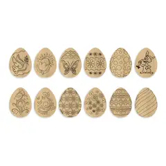 GENERICO - Pack 12 huevos de pascua de madera