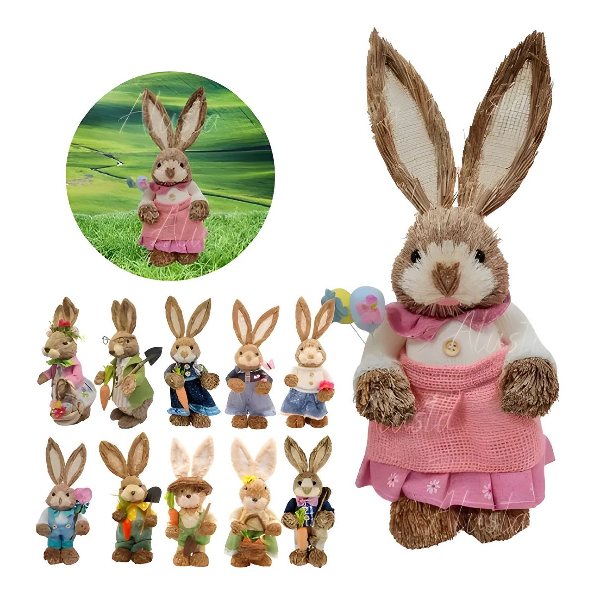 GENERICO - Figura decorativa conejo de pascua campestre