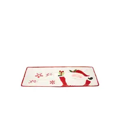 GENERICO - Plato decorativo navideño 39 cm rojo blanco
