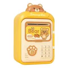 GENERICO - Alcancía gato caja fuerte con huella amarillo