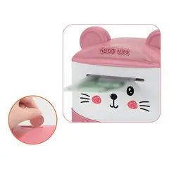 GENERICO - Alcancía gato automática con contraseña y huella rosa