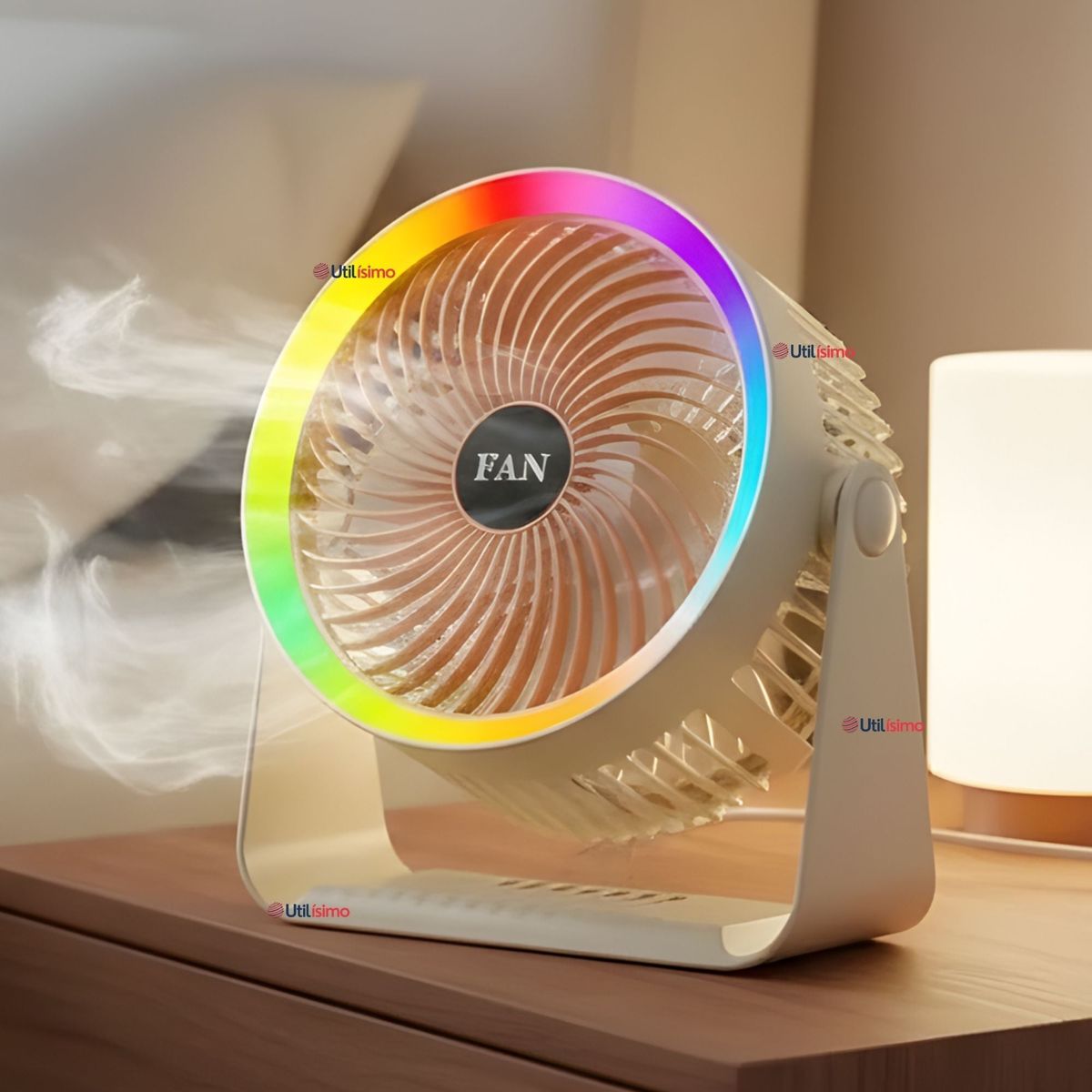 LINE - Mini Ventilador De Mesa Beige Silencioso Portátil Recargable USB