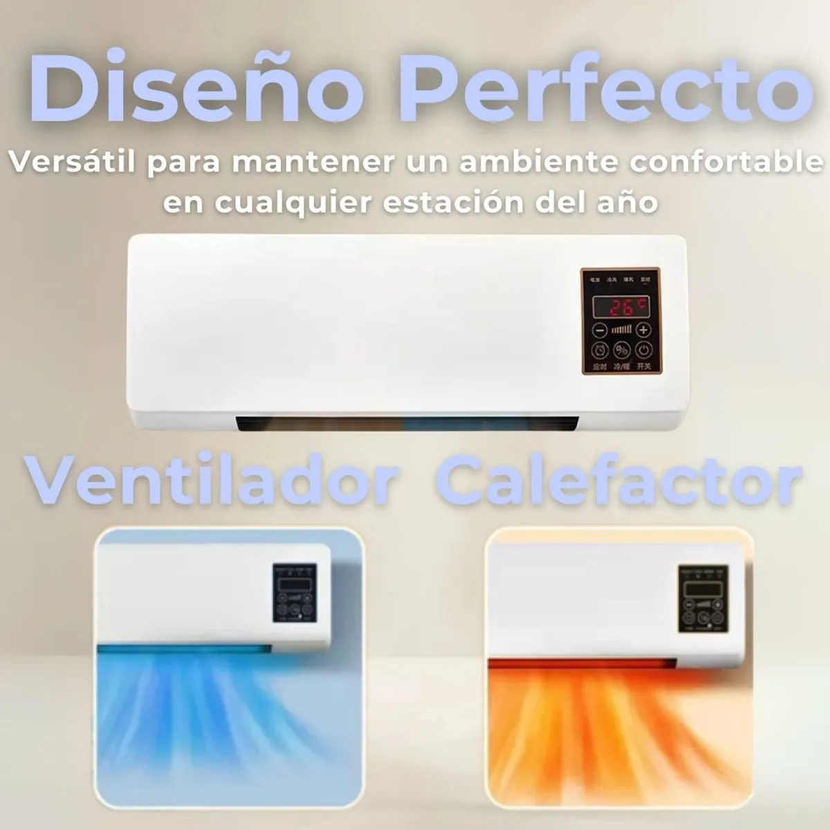 LINE - Calefactor y Ventilador 2 en 1 Portátil Modular Pared Mesa