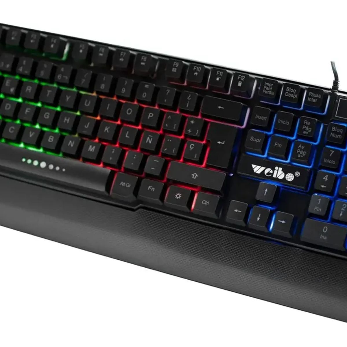 WEIBO - Teclado Gamer Weibo QWERTY RGB con Antighosting y Reposa Muñeca Modelo WB-100