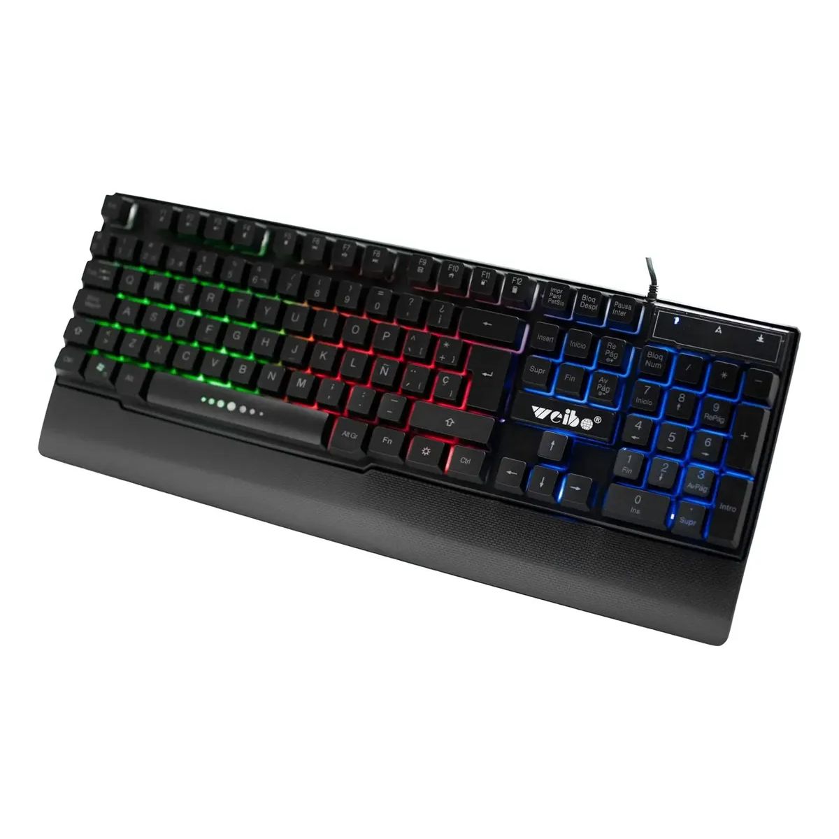 WEIBO - Teclado Gamer Weibo QWERTY RGB con Antighosting y Reposa Muñeca Modelo WB-100