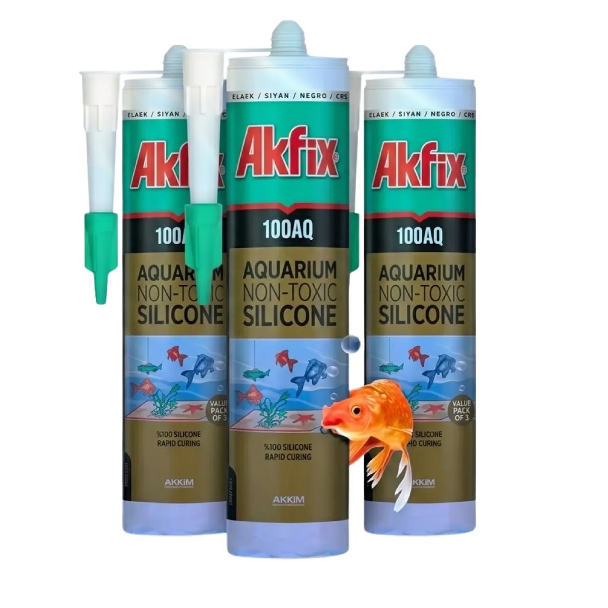 AKFIX - Pack 3 Silicona Acuarios Akfix 100aq No Toxica Peces Pro