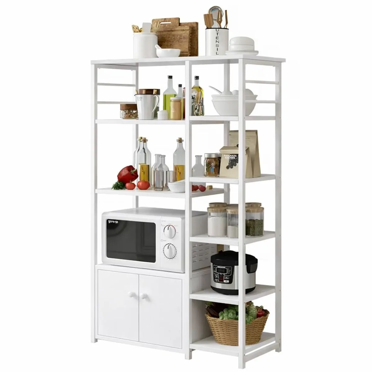 ACTUAL - Mueble Organizador de Cocina y Microondas Estante de Cocina Multifuncional 80x30x128 cm