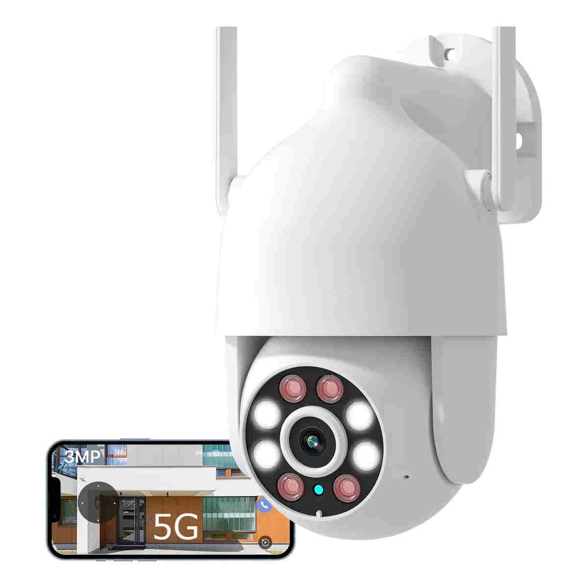 GENERICO - cámara de seguridad wifi ip exterior 5G 2.4G alarma PTZ visión nocturna 3MP blanco BELUG