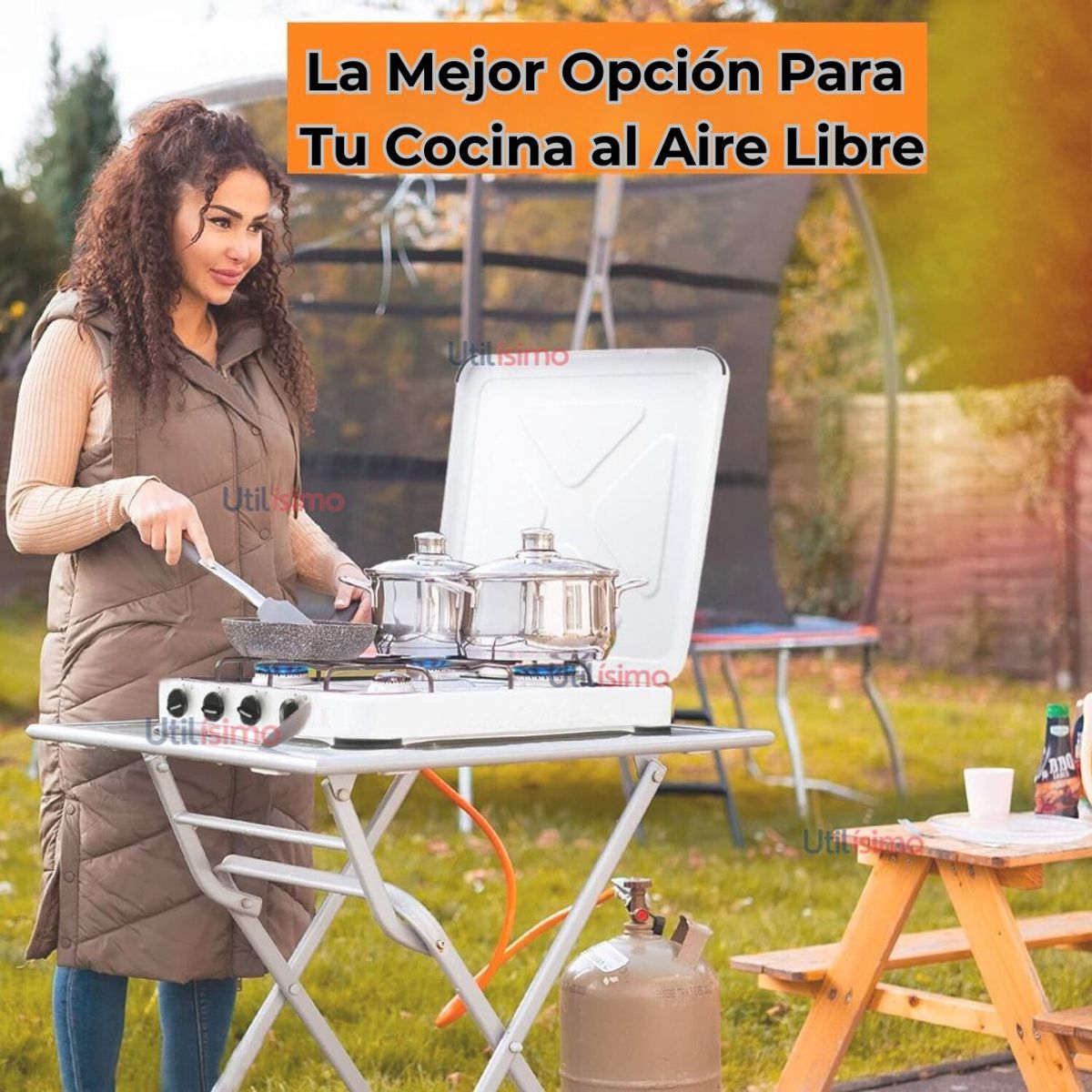 LINE - Cocina Encimera a Gas Licuado 4 Platos Cocinilla Blanco