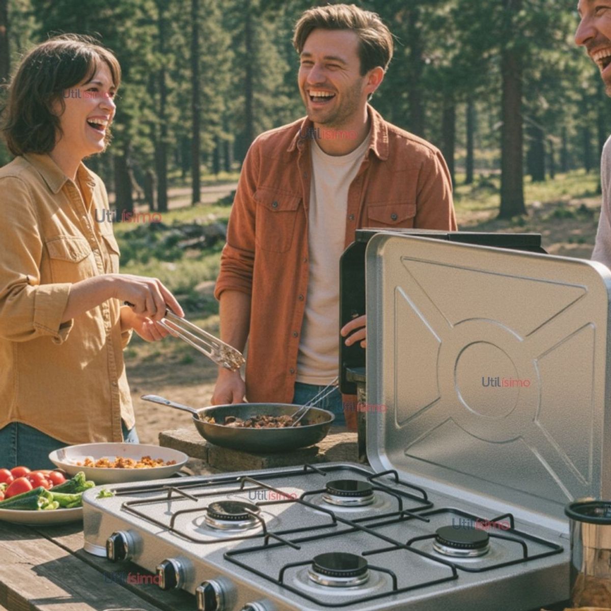 LINE - Cocina Encimera a Gas Licuado 4 Platos Cocinilla Gris