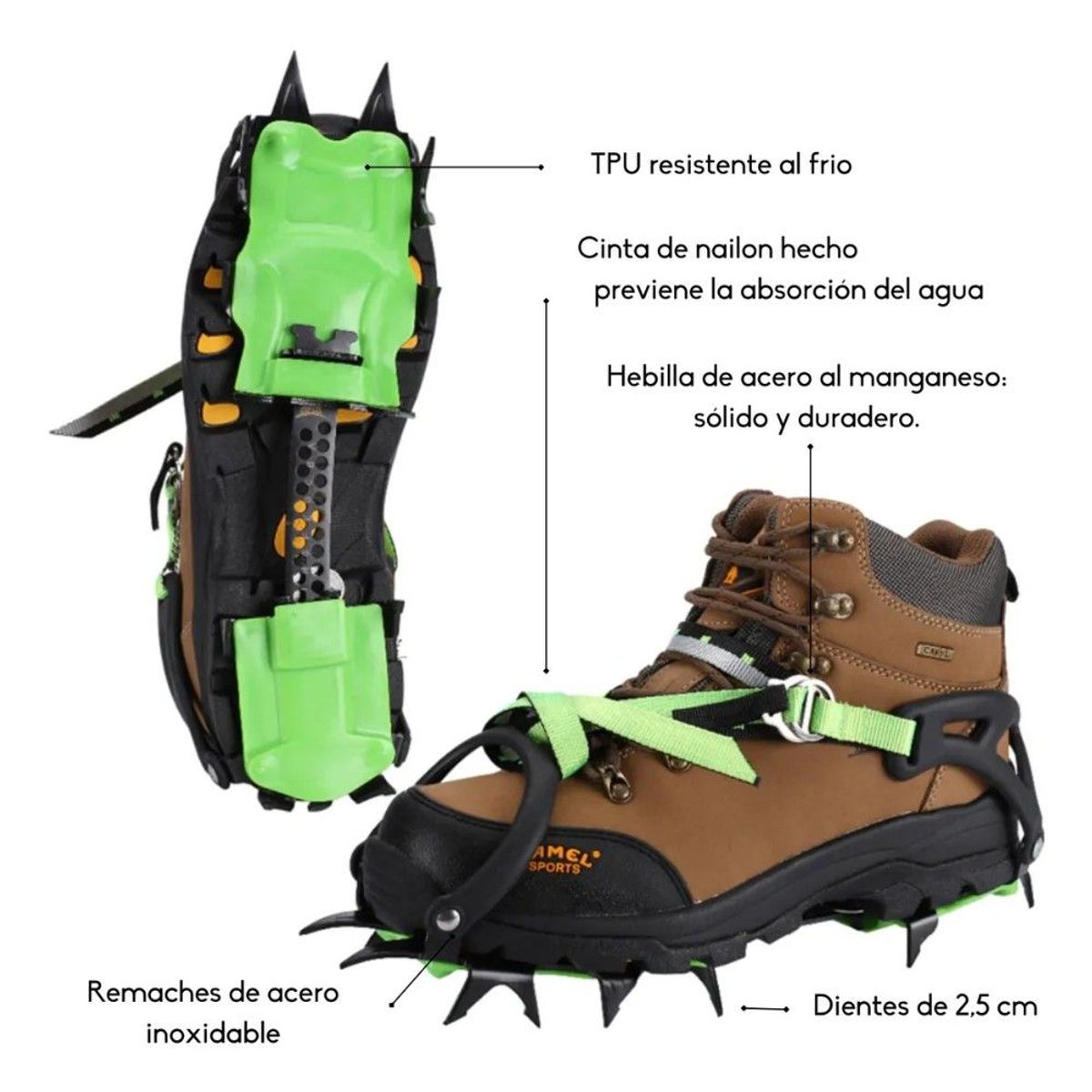 GENERICO - Crampones Ajustables Para Hielo Nieve Escalada De 14 Puntas
