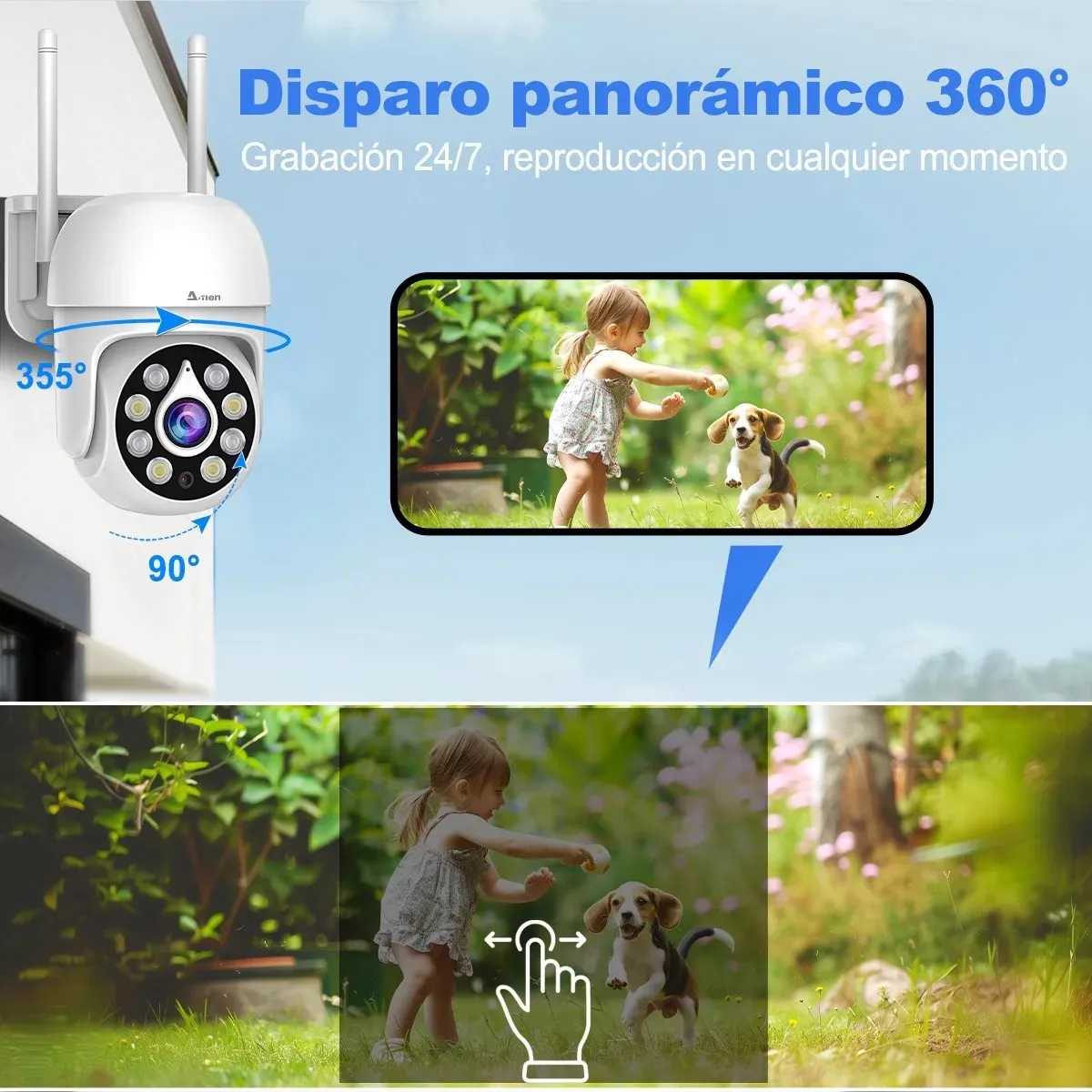 GENERICO - Cámara Seguridad WiFi 5MP Visión Nocturna, Audio Bidireccional, IP66, PTZ BELUG