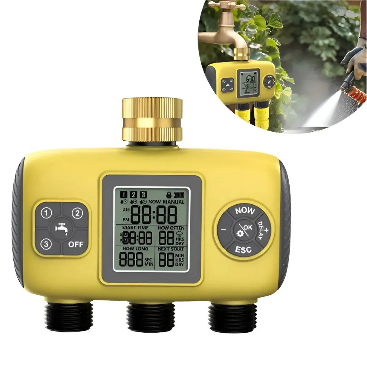 GENERICO - Programador Riego Automatico Controlador Digital 3 Zonas