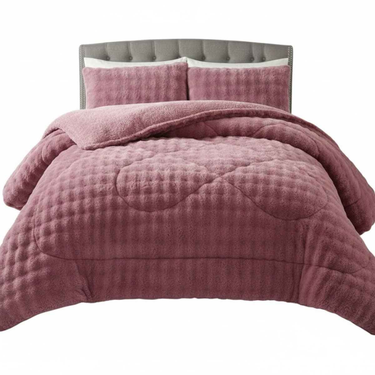 GENERICO - PLUMÓN KING IMITACIÓN PIEL DE CONEJO CON CHIPORRO UNICOLOR EXTRA SUAVE Y TÉRMICO DE LUJO TF