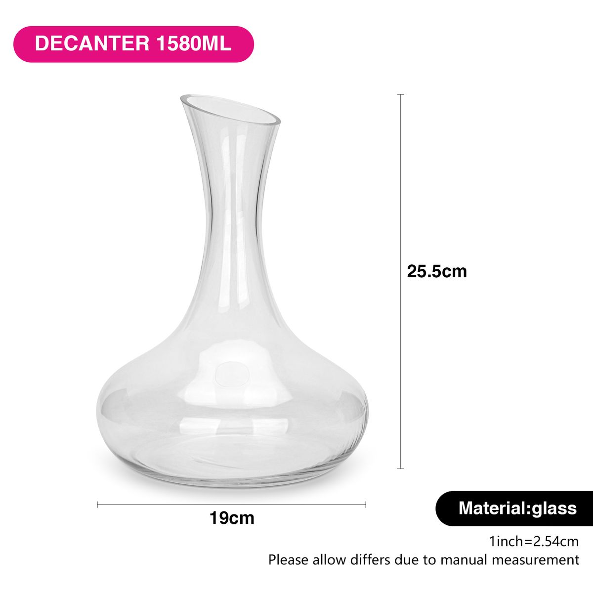 FISSMAN - Decantador de Vidrio para Vino 1580 ml - Fissman